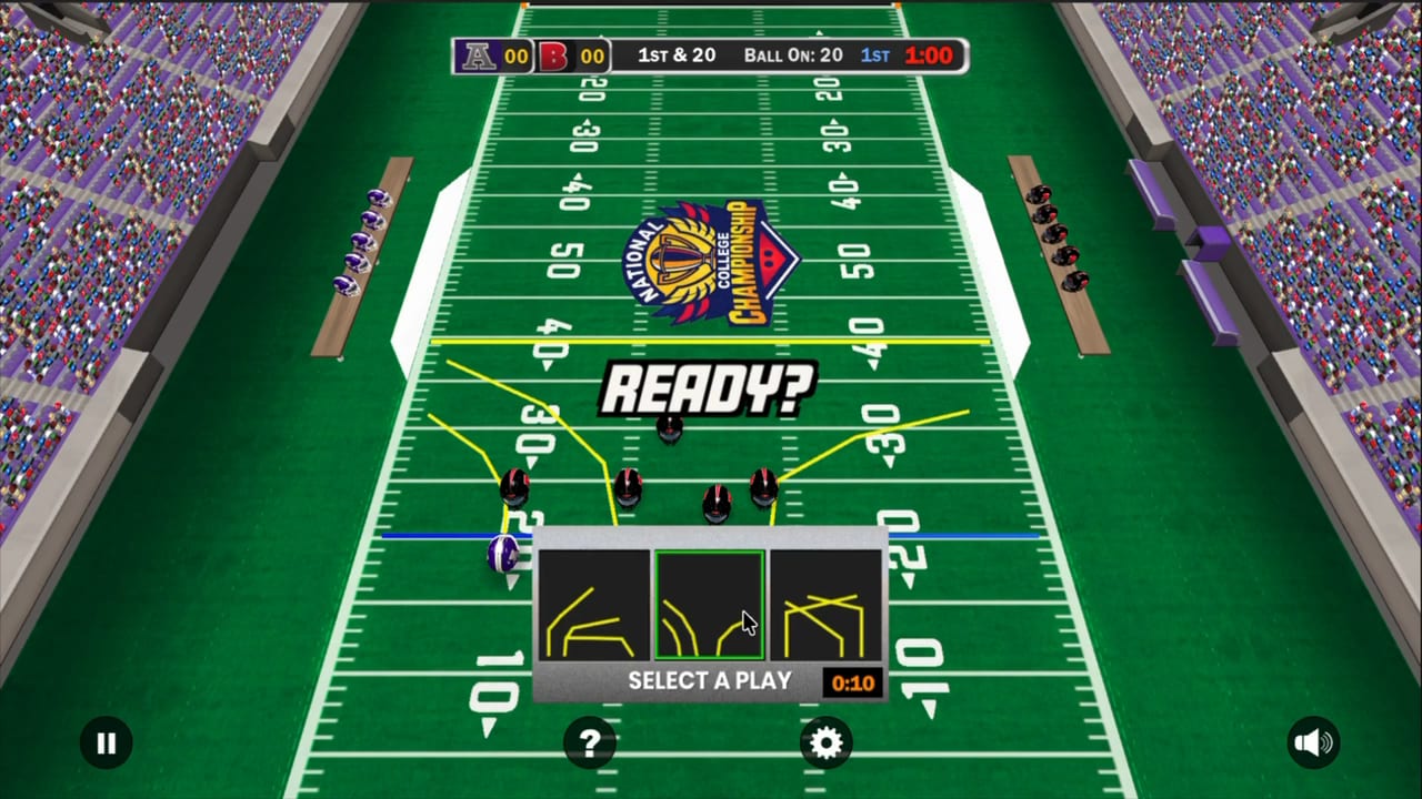 2 Minute Football QB Legend — the offense lines up on the field as the quarterback reads the defense before the snap.